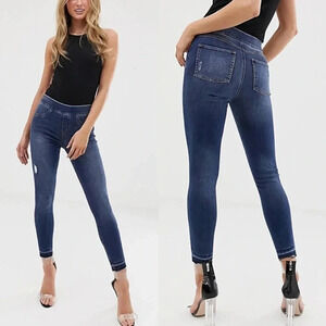 Spanx Distressed Ankle Skinny Jeans Medium  Wash